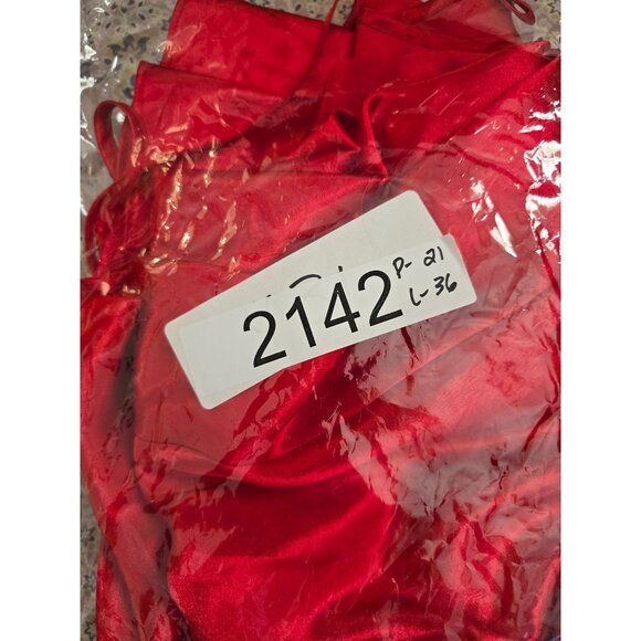Red Satin Slip Dress 1X With Embroidered Accent - Picture 6 of 6